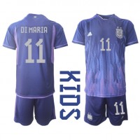 Maglie da calcio Argentina Angel Di Maria #11 Seconda Maglia Bambino Mondiali 2022 Manica Corta (+ Pantaloni corti)